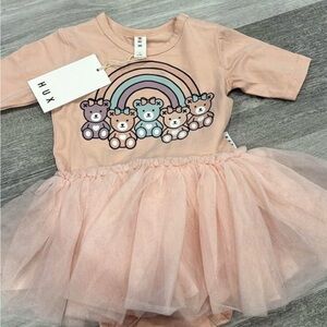 Huxbaby Pastel Pink Bear Tulle Dress